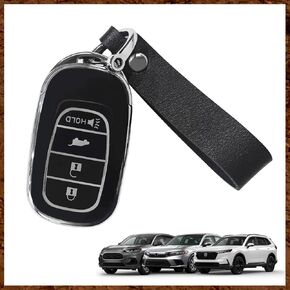 Muslogy for CRV Civic HR-V 2023 2024 Key Fob Cover TPU Material Key Fob Case Protector Compatible with Honda 2023 2022 Smart Key Shell (4 Button/Black)