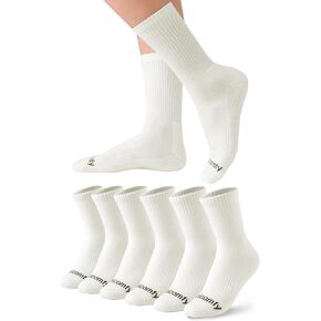 Women's Crew-Socks with Comfy Cushioned Bottom and Arch Compression, Running, Sports, Works Socks (6 Pairs)