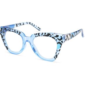 AMOMOMA Trendy Oversized Blue Light Reading Glasses Women, Stylish Square Cat Eye Glasses AM6146