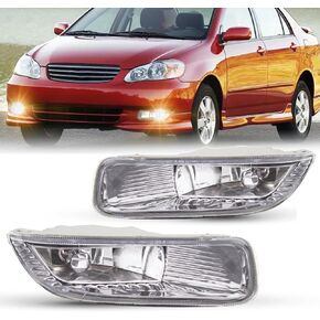 Fog Lights Assembly Replacement For 2003-2004 Toyota Corolla With H3 12V 55W Halogen Bulbs Included Switch And Wiring Kit(Clear Lens)