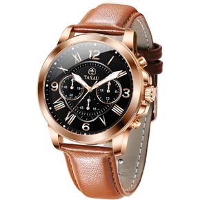Men's Chronograph Watch Large Face Easy to Read Analog Quartz Men Dress Watch Leather Strap Waterproof Luminous Fashion Casual Wrist Watch for Men