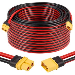 12AWG XT60 Extension Cable 3FT 2PCS XT60 to XT60 Cable with Male to Female Connector for RC Battery Portable Power Station Solar Pane