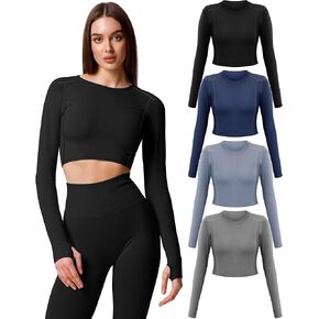 4 قطع من قطع علوية قصيرة الأكمام من Jecery للنساء ملابس أساسية للتمرين للسيدات قمصان يوجا لطيفة ورقبة سكوب ضيقة in Kuwait
