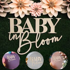 لافتات خشبية Baby in Bloom - لافتات خشبية كبيرة لحفلات استقبال المولود مقاس 22.4 × 16.5 بوصة، تظهر جنس الطفل خلفية ديكورات الحفلات ودعامات التصوير الفوتوغرافي in Kuwait