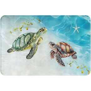 Sea Turtle Bath Mat for Bathroom Beach Sea Turtle Non-Slip Soft Soft Bath Rugs Ocean Absorbent Bathroom Shower Bath Mats Kitchen Floor Rugs 24 X 16 Inch