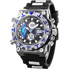 SIBOSUN Mens Sports Watches, Multifunctional Military Watch, Stopwatch Waterproof Big Face LED Digital Wrist Watch