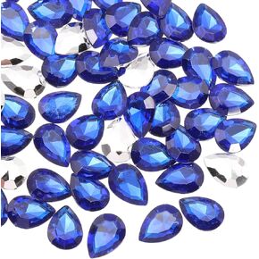 MECCANIXITY 50Pcs 10 x 14 mm Teardrop Rhinestones Acrylic Pointed Back Rhinestone Beads Gems for Jewelry Making Costume Crystal Embellishments Crafts, Pale Green