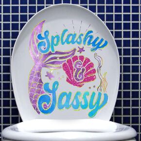 Toilet Seat Stickers Cartoon Mermaid Tail Pattern Decals C