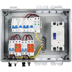 PV Combiner Box 2 String Solar Distribution Box with 25A, 250A DC Circuit Breakers, 63A,125A AC Circuit Breakers, and Surge Protection. Solar PV Breaker Box Perfect for 8K-10KW Solar Inverter Systems in Kuwait