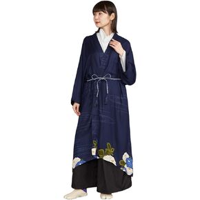 [倭物や Kaya] (UV Protection) Kimono Haori - Japanese Overgarment Winter Peony/Japanese Classical Cardigan Retro 7IA-1108 Lady's Navy
