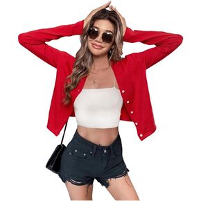 SweatyRocks Women's Lightweight Cardigan Sweaters V Neck Long Sleeve Button Up Knit Sweater
