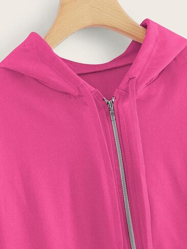 SweatyRocks Women's Long Sleeve Full Zip Drawstring Hooded Sweatshirt Jacket with Pockets in Saudi Arabia