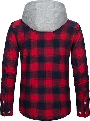 TACVASEN Men's Hooded Shirts Jackets Flannel Long Sleeve Casual Buffalo Plaid Button Down Shirt with Pocket in Saudi Arabia