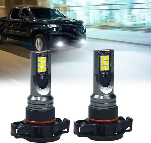 مصابيح الضباب LED لسيارة Chevy Silverado 1500 2500HD 2007-2019، 2504 PSX24W 12276 مصابيح الضباب LED، 3200 لومن فائق السطوع، 6000K زينون أبيض، 3030 12 رقائق SMD، مصابيح بديلة DRL in Saudi Arabia