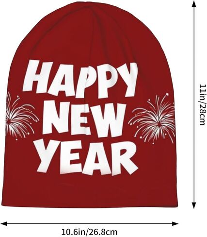Happy New Year Baggy Slouchy Beanie Hat Warm Skull Cap Adult Knitted Hat Chemo Cap for Men Women in Saudi Arabia
