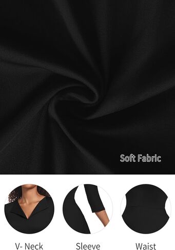 Nmoder Casual Midi Dress for Women 3/4 Sleeve A-Line Swing Dress Lapel Collar V Neck Flowy Church Dresses in Saudi Arabia