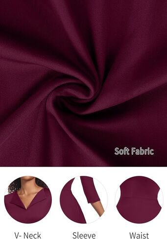 فستان Nmoder كاجوال متوسط ​​الطول للنساء 3/4 كم فستان متأرجح على شكل حرف A وياقة على شكل V ورقبة على شكل V فساتين كنيسة واسعة in Kuwait