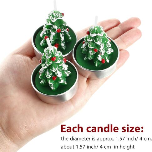 12 Pieces Christmas Tree Tealight Candles Handmade Delicate Tree Candles for Christmas Home Decoration Gifts (Green, White) in Kuwait