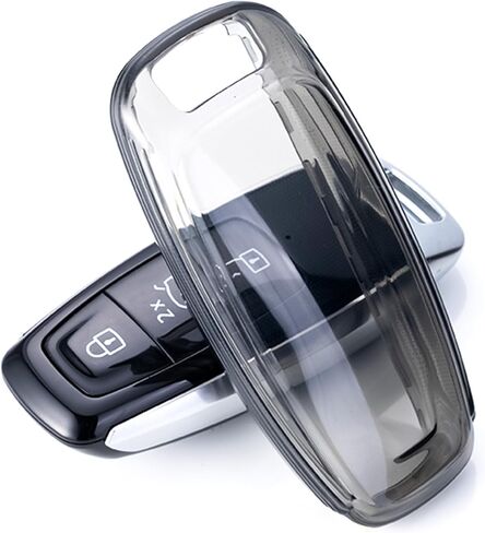 for Audi Key Fob Cover TPU Car Key Fob Case Fit for Audi A3 A6 A7 A8 E-Tron S3 S6 RS6 S7 RS7 Q7 SQ7 Q8 SQ8 3 Buttons Car Remote Key Case Shell Protector(Black) in Kuwait