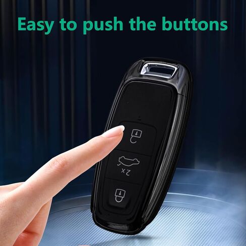 for Audi Key Fob Cover TPU Car Key Fob Case Fit for Audi A3 A6 A7 A8 E-Tron S3 S6 RS6 S7 RS7 Q7 SQ7 Q8 SQ8 3 Buttons Car Remote Key Case Shell Protector(Black) in Kuwait