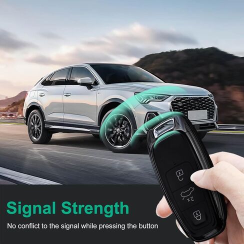 for Audi Key Fob Cover TPU Car Key Fob Case Fit for Audi A3 A6 A7 A8 E-Tron S3 S6 RS6 S7 RS7 Q7 SQ7 Q8 SQ8 3 Buttons Car Remote Key Case Shell Protector(Black) in Kuwait