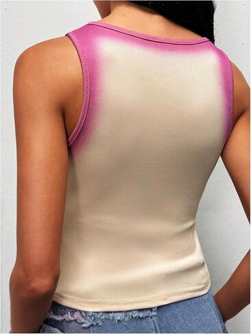Floerns Women's Letter Print Scoop Neck Shirts Sleeveless Y2k Ribbed Tank Top in Kuwait