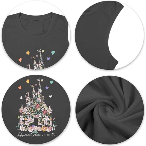 Bobeutou Magic Tank Tops Magic Kingdom Shirt Women Magical Flower Castle Graphic Tanks Vest Sleeveless Holiday Vacation Top in Saudi Arabia