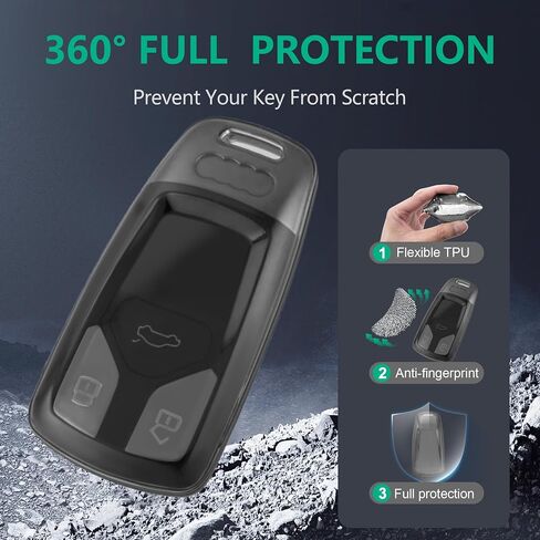 لأودي مفتاح فوب غطاء TPU سيارة مفتاح فوب حالة صالح لأودي A3 A6 A7 A8 E-Tron S3 S6 RS6 S7 RS7 Q7 SQ7 Q8 SQ8 3 أزرار سيارة عن بعد مفتاح حالة شل حامي (أسود) in Kuwait