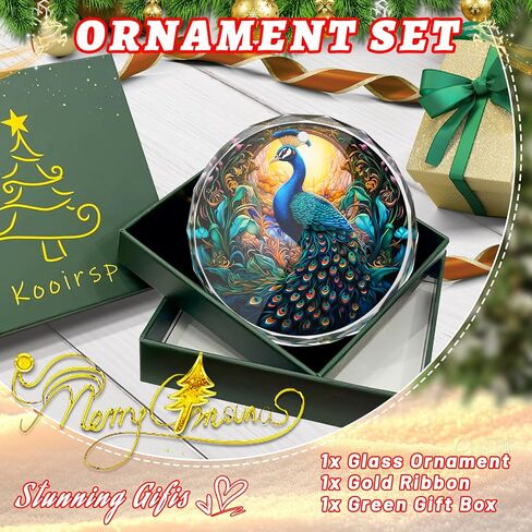 زخرفة الزجاج الملون الطاووس، زينة عيد الميلاد، زينة شجرة عيد الميلاد، زينة عيد الميلاد الطاووس، زخارف الطاووس لشجرة عيد الميلاد، هدايا العطلة، تبادل الهدايا in Kuwait