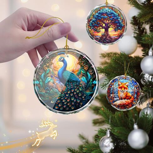 زخرفة الزجاج الملون الطاووس، زينة عيد الميلاد، زينة شجرة عيد الميلاد، زينة عيد الميلاد الطاووس، زخارف الطاووس لشجرة عيد الميلاد، هدايا العطلة، تبادل الهدايا in Kuwait