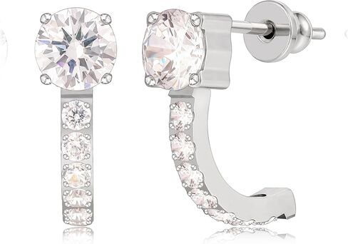 limerencia Hypoallergenic Titanium Stud Earrings, F136 Implant Grade Stud Fashion Cubic Zirconia Half U-Shaped Earrings for Women's Sensitive Ears in Kuwait