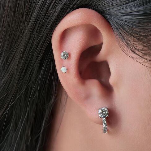 limerencia Hypoallergenic Titanium Stud Earrings, F136 Implant Grade Stud Fashion Cubic Zirconia Half U-Shaped Earrings for Women's Sensitive Ears in Kuwait