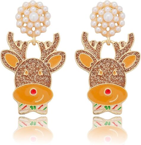 Christmas Rhinestone Gingerbread Sparkly Stud Earrings for Women,Unique Lightweight Party Prom Earrings,Women Gift in Kuwait
