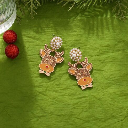 Christmas Rhinestone Gingerbread Sparkly Stud Earrings for Women,Unique Lightweight Party Prom Earrings,Women Gift in Kuwait