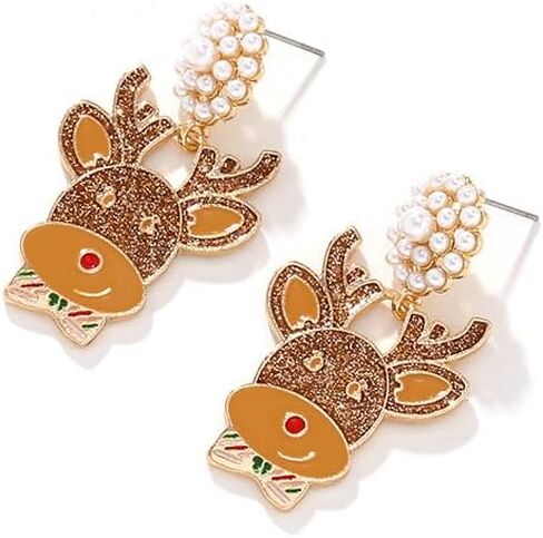 Christmas Rhinestone Gingerbread Sparkly Stud Earrings for Women,Unique Lightweight Party Prom Earrings,Women Gift in Kuwait