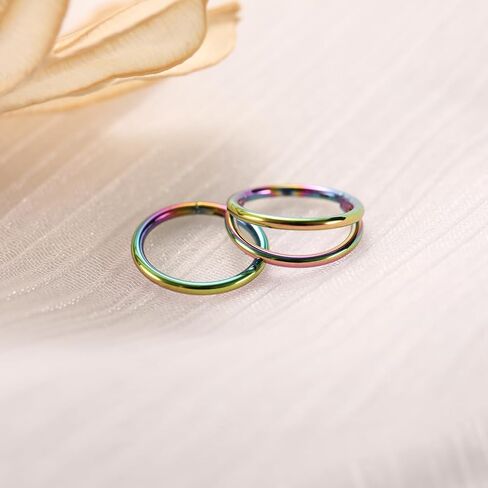 PEAKLINK Double Nose Hoop Ring Sets Hinged Segment Ring Seamless Clicker Ring 20G 18G 16G Septum Jewelry Conch Helix Cartilage Daith Rook Tragus Lobe Hoop Earrings 6mm to 12mm in Kuwait