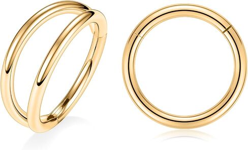 PEAKLINK Double Nose Hoop Ring Sets Hinged Segment Ring Seamless Clicker Ring 20G 18G 16G Septum Jewelry Conch Helix Cartilage Daith Rook Tragus Lobe Hoop Earrings 6mm to 12mm in Kuwait