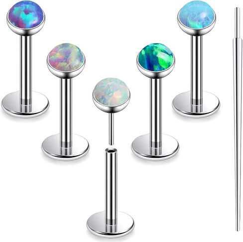 20G 18G 16G Titanium Threadless Flat Back Earrings Nose Ring Studs Tragus Labret Medusa Piercing Jewelry G23 Monroe Lip Ring Snake Bite Forward Helix Conch Cartilage Earrings Piercing Jewelry in Kuwait