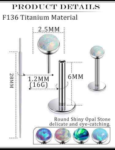 20G 18G 16G Titanium Threadless Flat Back Earrings Nose Ring Studs Tragus Labret Medusa Piercing Jewelry G23 Monroe Lip Ring Snake Bite Forward Helix Conch Cartilage Earrings Piercing Jewelry in Kuwait
