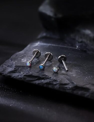20G 18G 16G Titanium Threadless Flat Back Earrings Nose Ring Studs Tragus Labret Medusa Piercing Jewelry G23 Monroe Lip Ring Snake Bite Forward Helix Conch Cartilage Earrings Piercing Jewelry in Kuwait