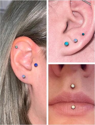 20G 18G 16G Titanium Threadless Flat Back Earrings Nose Ring Studs Tragus Labret Medusa Piercing Jewelry G23 Monroe Lip Ring Snake Bite Forward Helix Conch Cartilage Earrings Piercing Jewelry in Kuwait