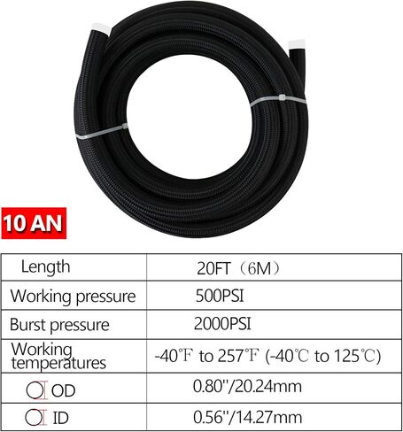 مجموعة خط الوقود 3/8 "6AN 20FT خرطوم النايلون الفولاذ المقاوم للصدأ مضفر CPE مجموعة تركيبات خط الوقود النفطي العالمي in Kuwait