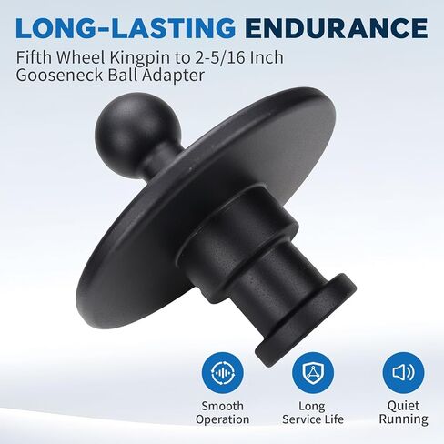 محول وصلة ربط الكرة ذو العجلة الخامسة 2-5/16 بوصة Kingpin إلى جهاز استقبال السحب 2085295 مناسب للجرار أو المقطورة سعة تحميل العجلات الخامسة 30000 رطل in Kuwait