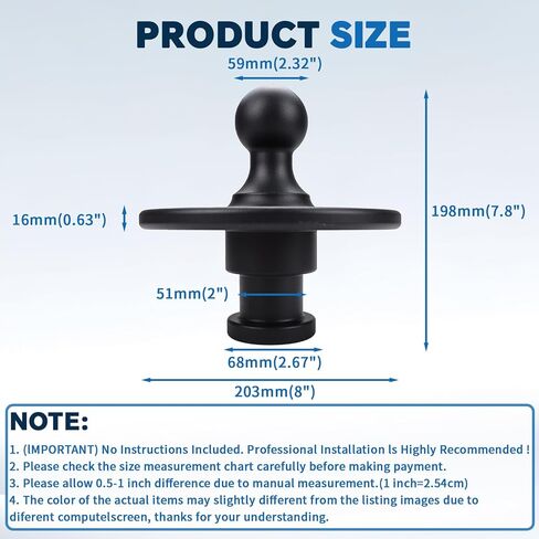 محول وصلة ربط الكرة ذو العجلة الخامسة 2-5/16 بوصة Kingpin إلى جهاز استقبال السحب 2085295 مناسب للجرار أو المقطورة سعة تحميل العجلات الخامسة 30000 رطل in Kuwait