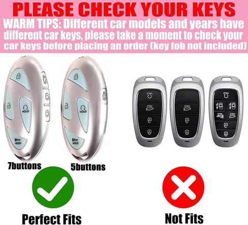 Key Fob Cover with Diamond Keychain Fit for Hyundai Car Key Holder Case Compatible with Hyundai loniq 6 Grandeur GN7 KONA 2023 2024 Smart Remote Key Protector, 5/7 Buttons (Silver-Heart) in Kuwait