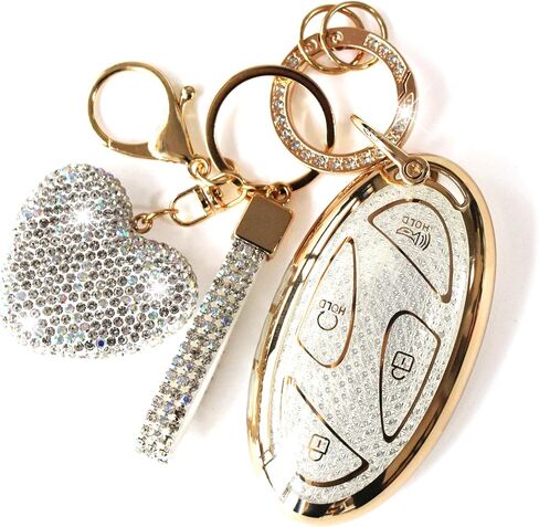 Key Fob Cover with Diamond Keychain Fit for Hyundai Car Key Holder Case Compatible with Hyundai loniq 6 Grandeur GN7 KONA 2023 2024 Smart Remote Key Protector, 5/7 Buttons (Silver-Heart) in Kuwait