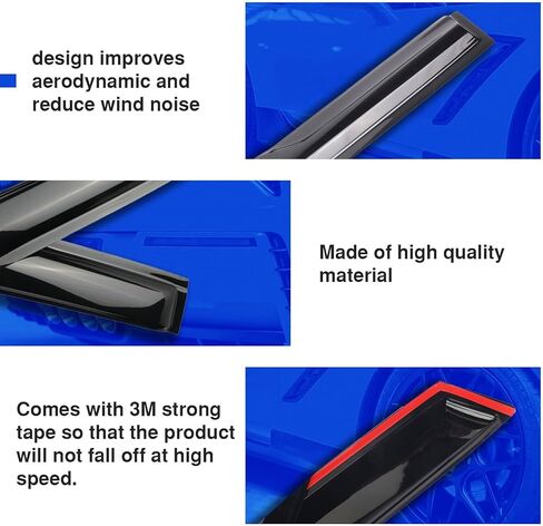 حاجب النافذة الخارجي للتركيب باللون الأسود الدخاني، واقي المطر المتوافق مع مجموعة Ford Focus المكونة من 4 قطع 2012-2019 94373 in Kuwait