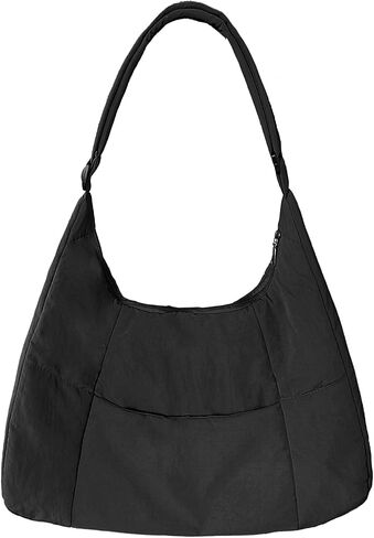 Large Nylon Crossbody Purse Women Hobo Crescent Shoulder Bag Slouchy Tote Bag Casual Weekend Handbag for Women in Saudi Arabia