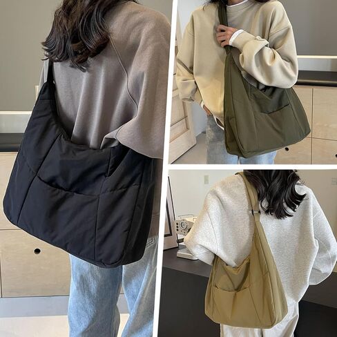 Large Nylon Crossbody Purse Women Hobo Crescent Shoulder Bag Slouchy Tote Bag Casual Weekend Handbag for Women in Saudi Arabia