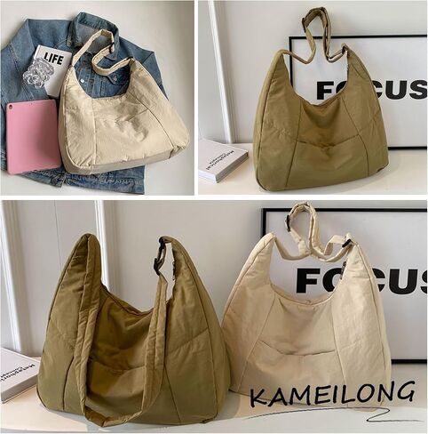 Large Nylon Crossbody Purse Women Hobo Crescent Shoulder Bag Slouchy Tote Bag Casual Weekend Handbag for Women in Saudi Arabia